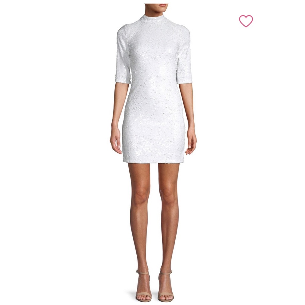 Alice + Olivia Women White Inka Sequin Mini Dress